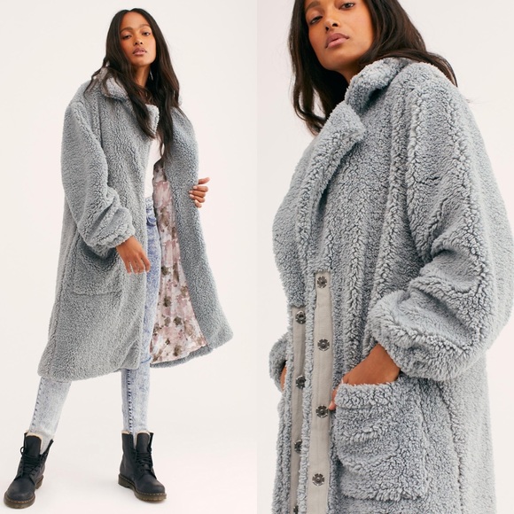 Free People Jackets & Blazers - New Free People Tessa Teddy Coat Blue